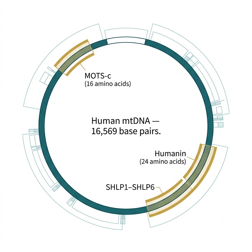Hidden inside the 16,569 letters of mitochondrial DNA are genes within genes: humanin and the six SHLPs