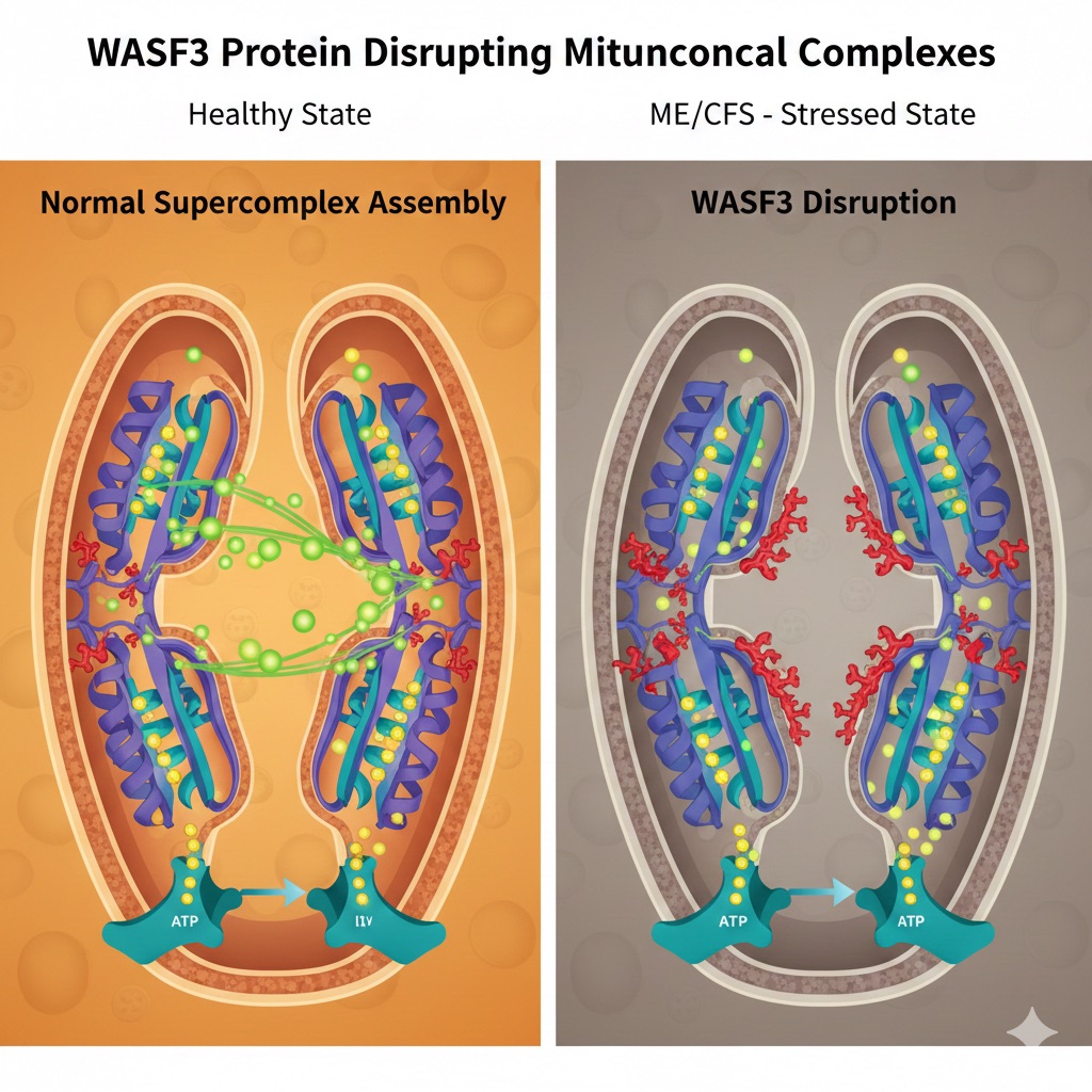WASF3 disrupting mitochondrial complexes
