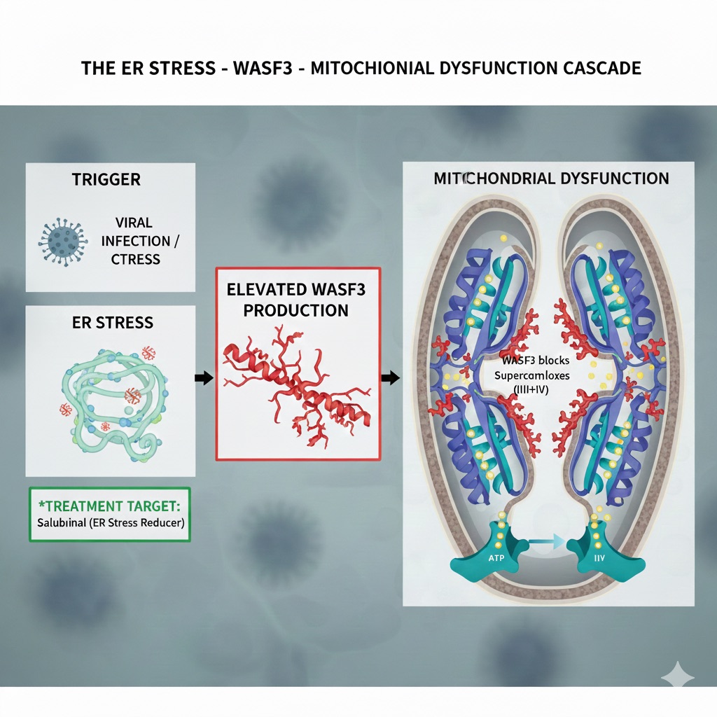 ER stress to WASF3 to mitochondrial dysfunction cascade