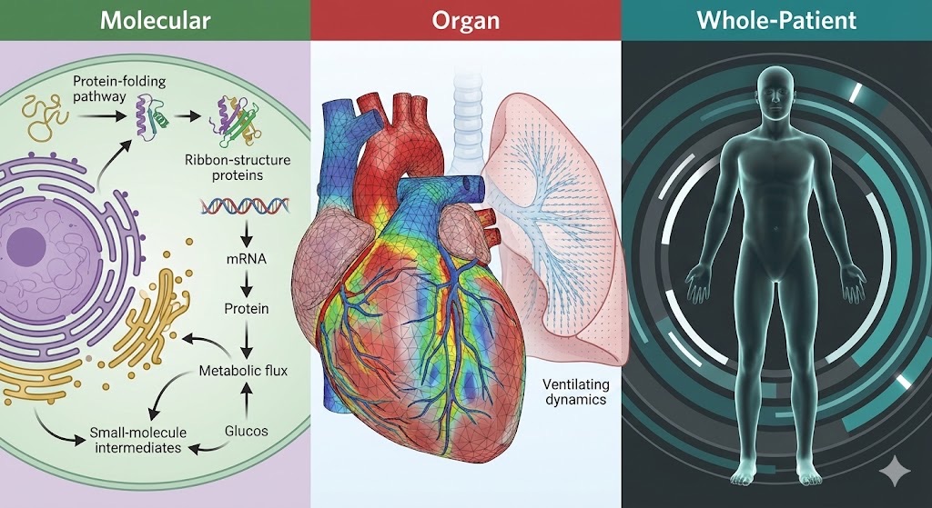 Medical digital twins operate at three scales