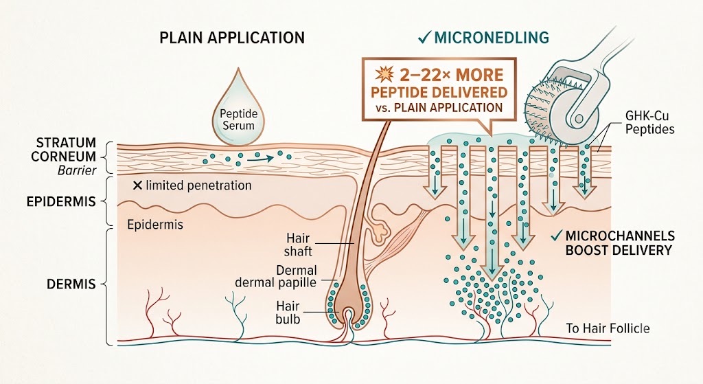 Microneedling raises peptide delivery 2- to 22-fold