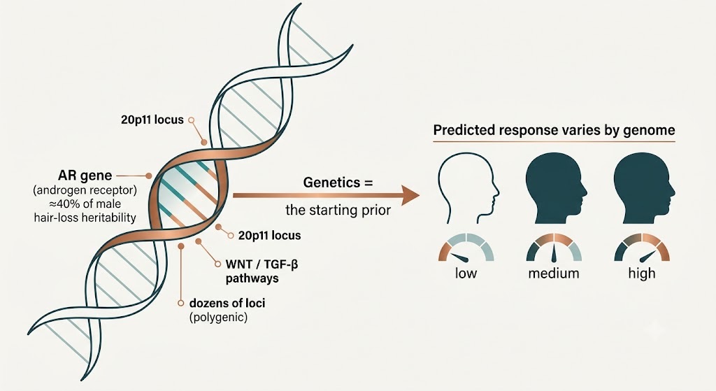 The androgen receptor gene alone explains about 40% of the heritability