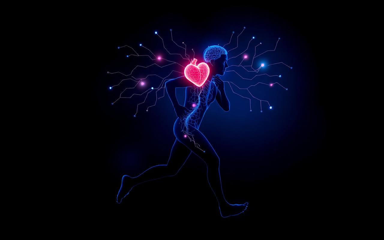 Conceptual illustration of the brain governing the body during exercise