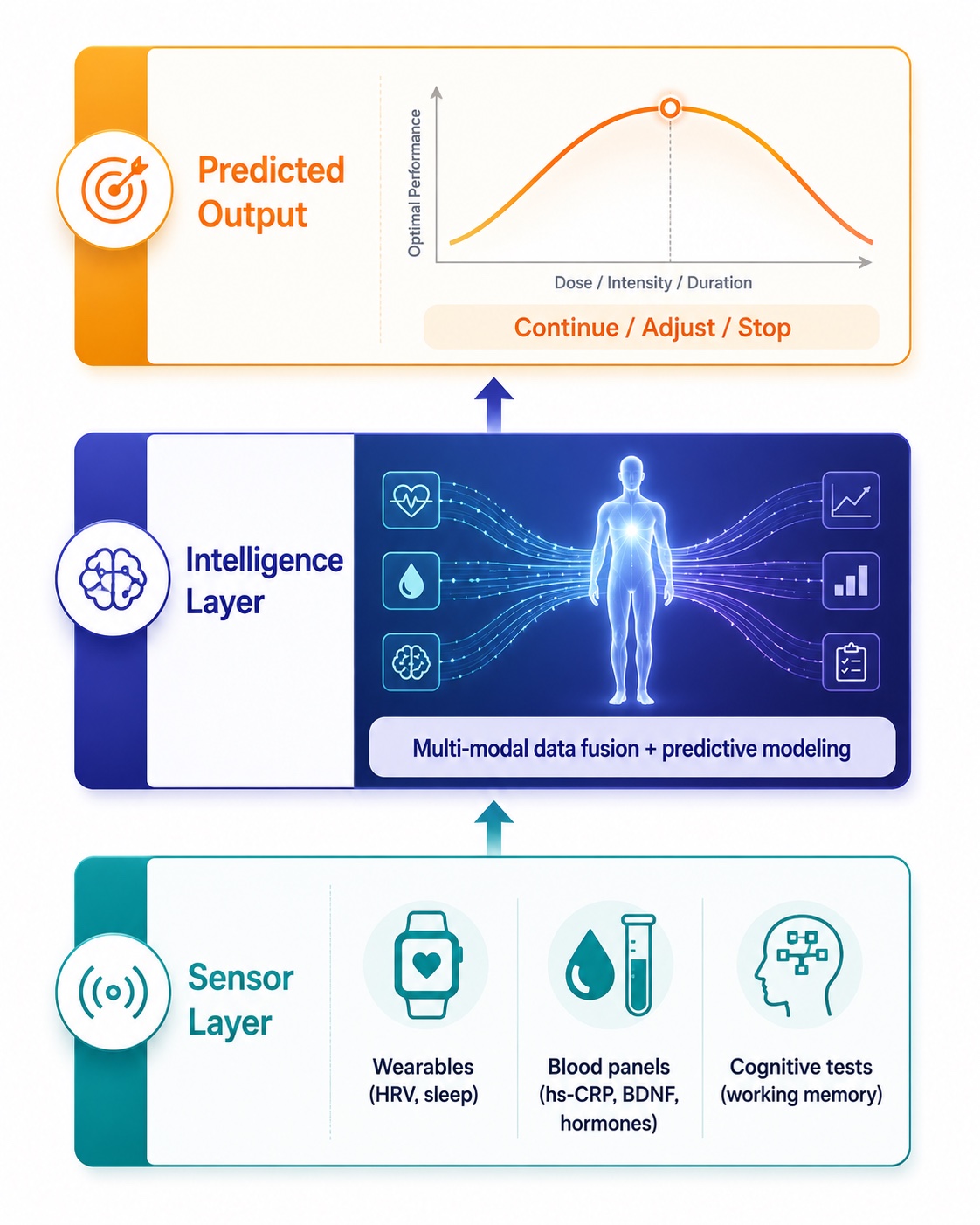 The Digital Twin for Predictive Peptide Performance: sensor, intelligence, and prediction layers
