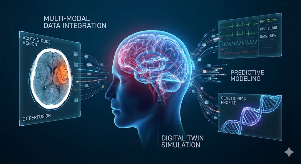 Multi-modal data fusion for stroke prediction