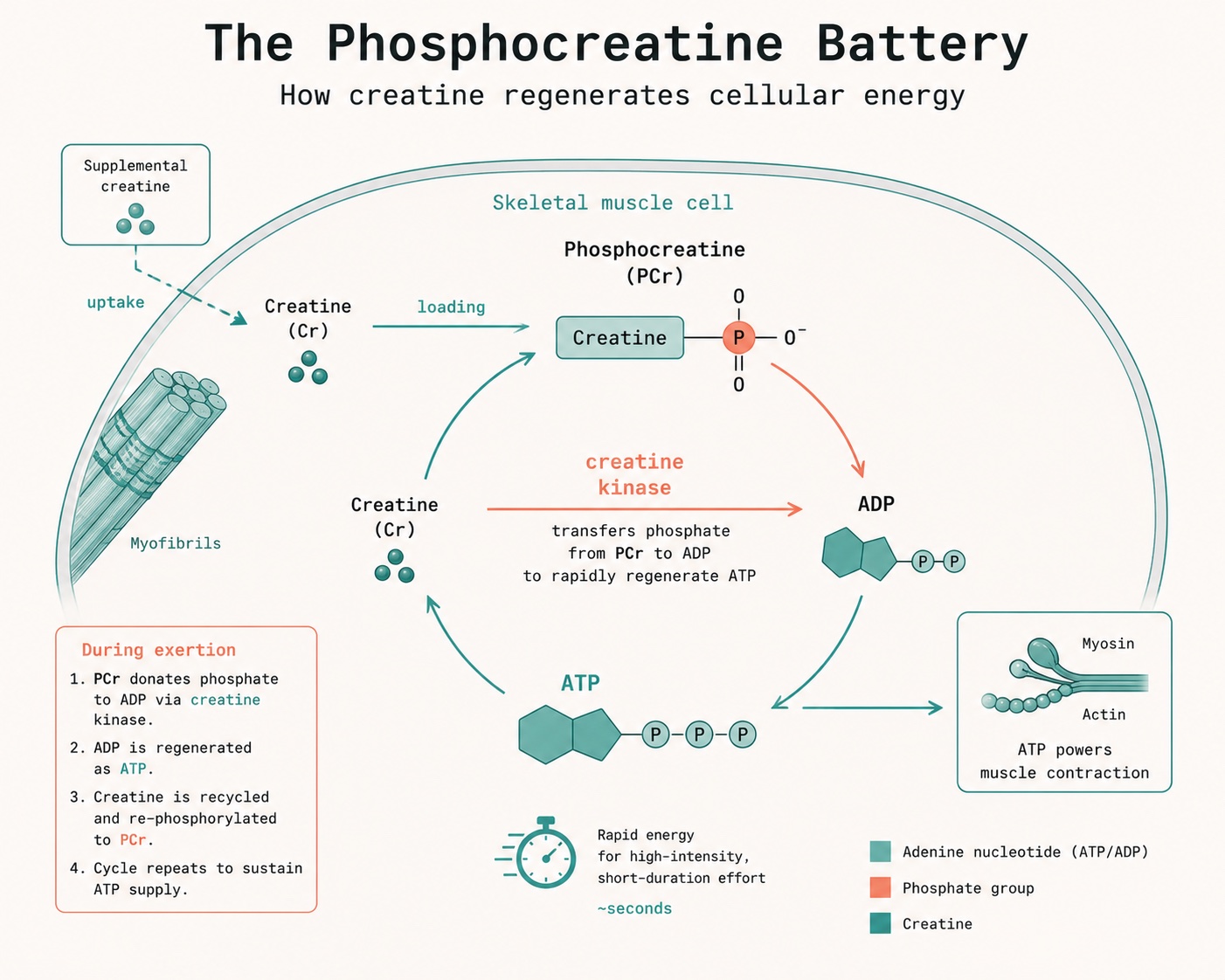 How creatine buffers cellular energy