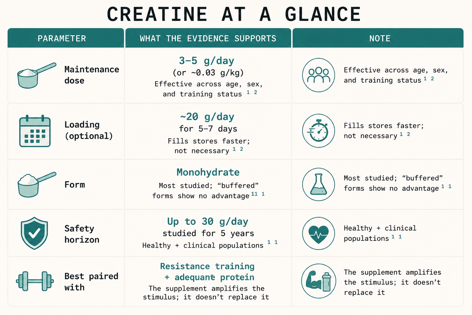 Creatine dosing and safety profile