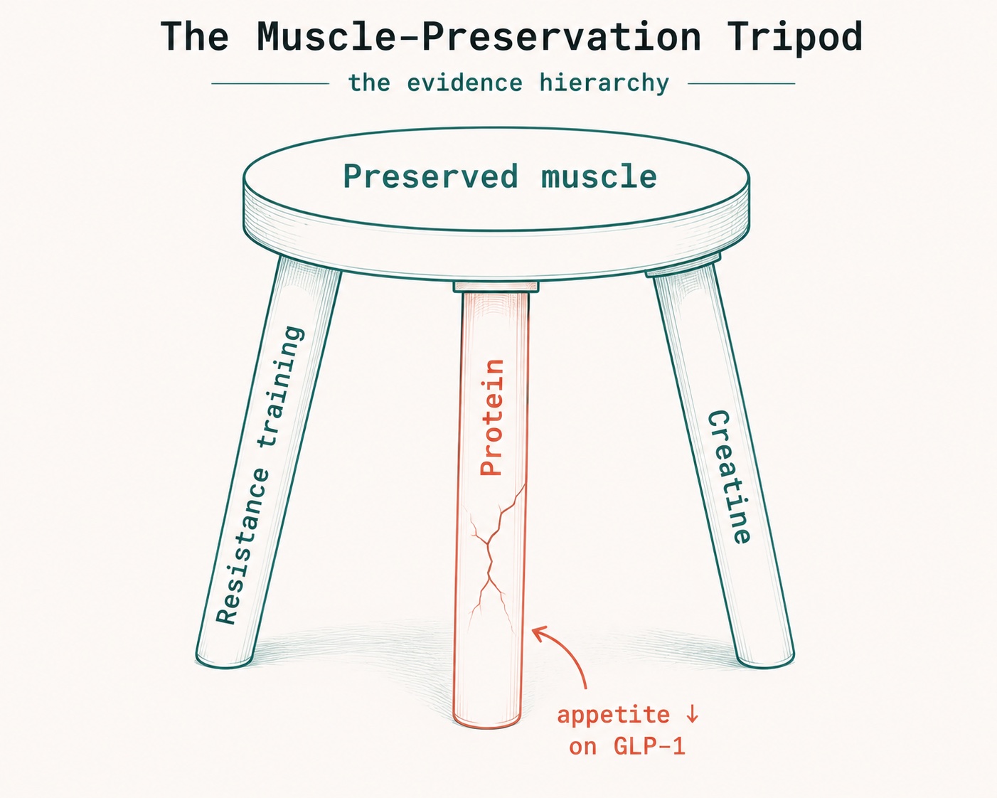 The evidence-supported hierarchy: training, protein, creatine