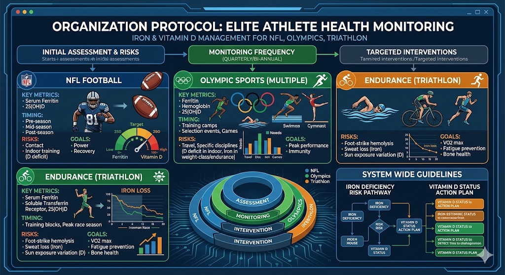 Elite sports organizations using systematic iron and vitamin D screening