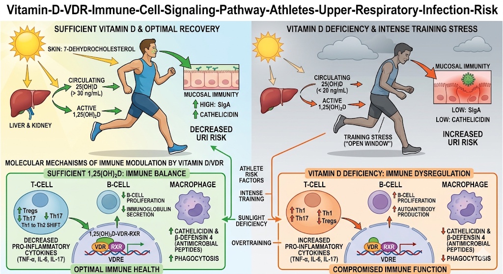 Vitamin D calcitriol binding to vitamin D receptors on immune cells