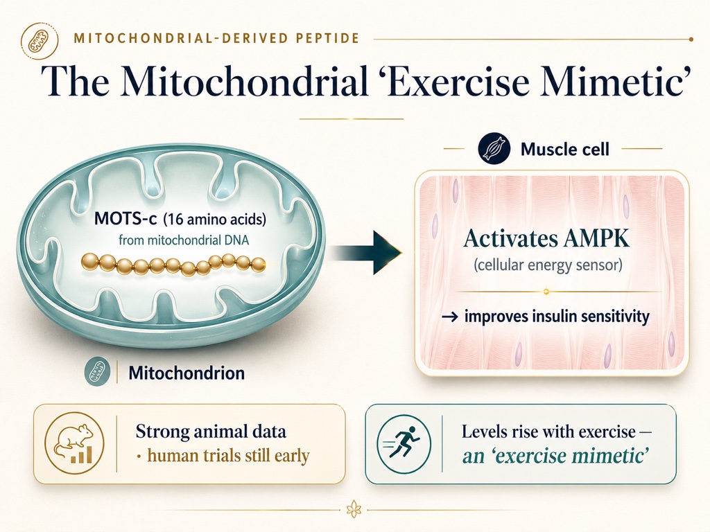 The frontier metabolic peptides: strong animal data with human trials still early, and levels that rise with exercise, an exercise mimetic