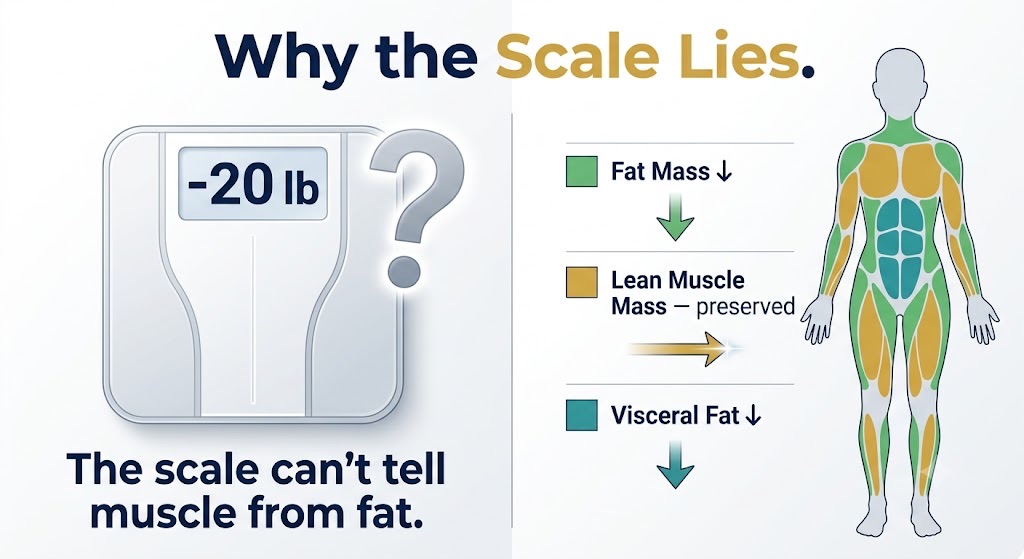 Why the scale lies: bathroom scale vs. DEXA body composition