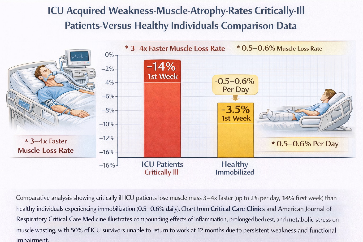 ICU patients lose muscle mass 3-4x faster