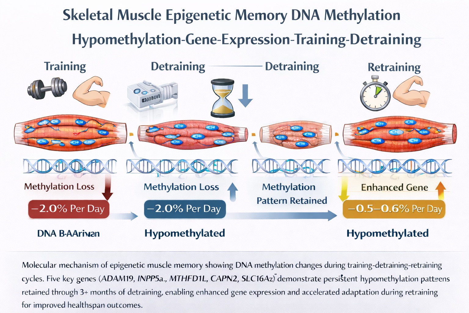 Molecular mechanism of epigenetic muscle memory