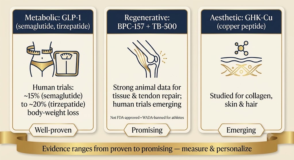 NAD+ is one instrument; peptides are the fastest-growing section