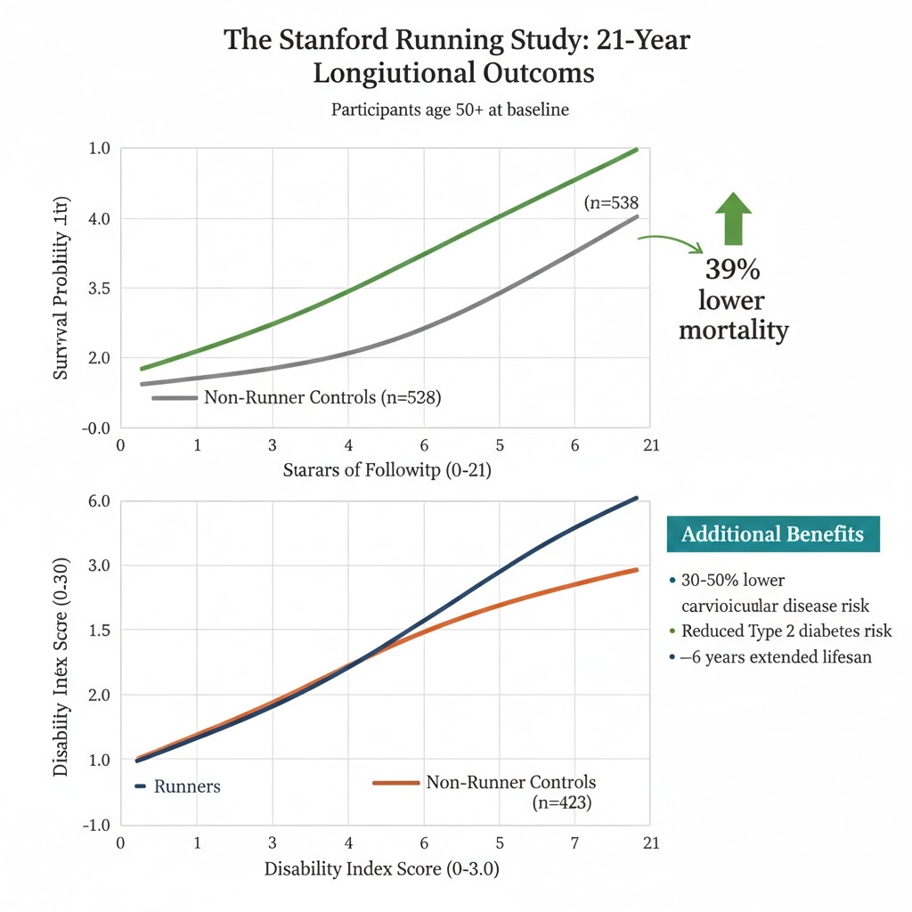 Stanford 21-year running study outcomes