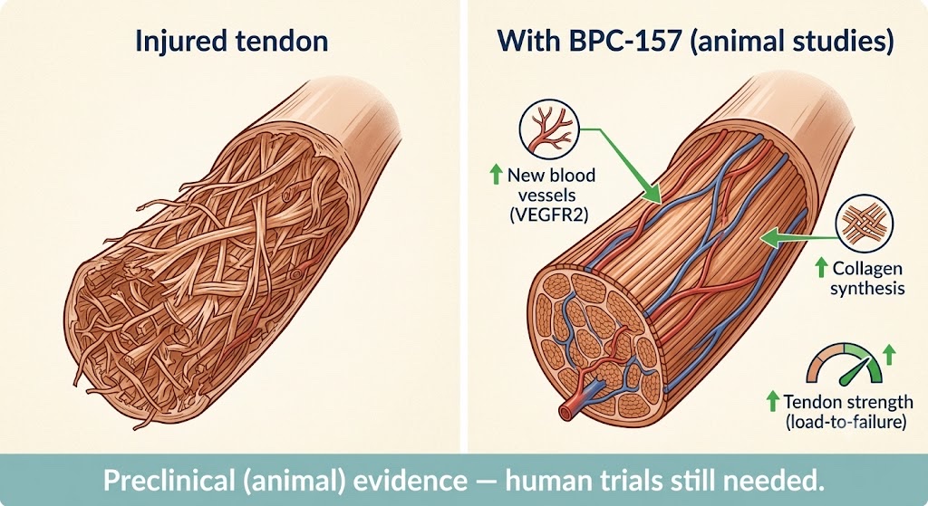 Thirty years of animal research point the same way: BPC-157 accelerates tendon and ligament repair
