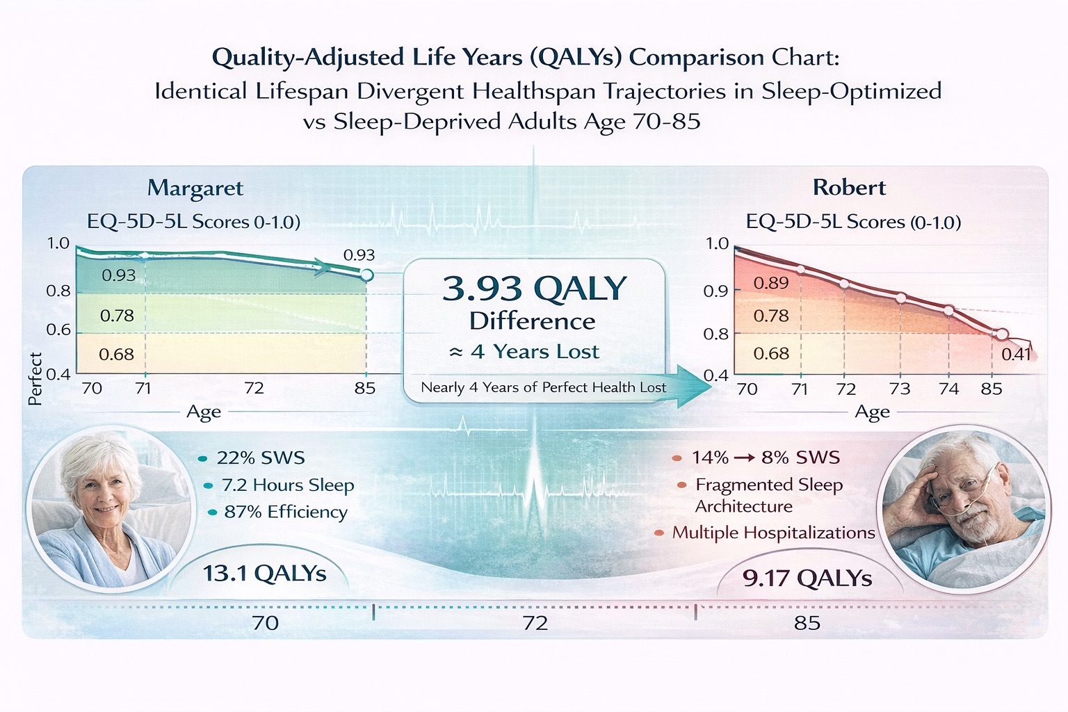 Healthspan divergence despite identical lifespan: Margaret vs. Robert