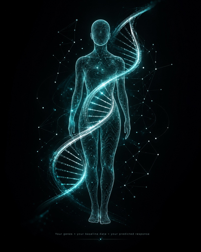 Genetics and baseline biology shape response, the foundation of a predictive digital twin built around the individual