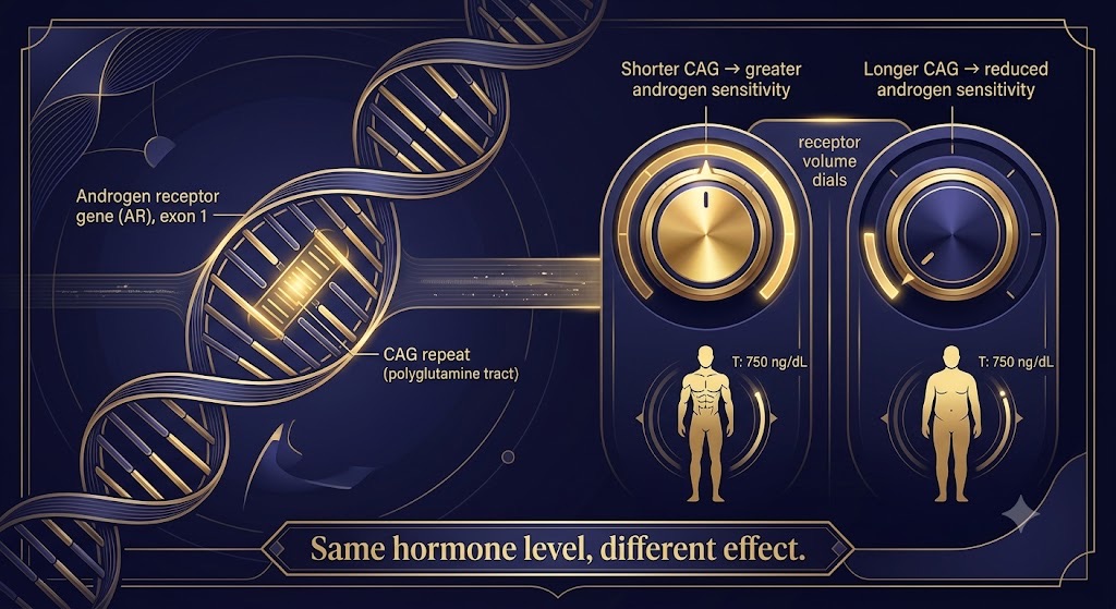 The CAG repeat tunes how loudly cells hear testosterone