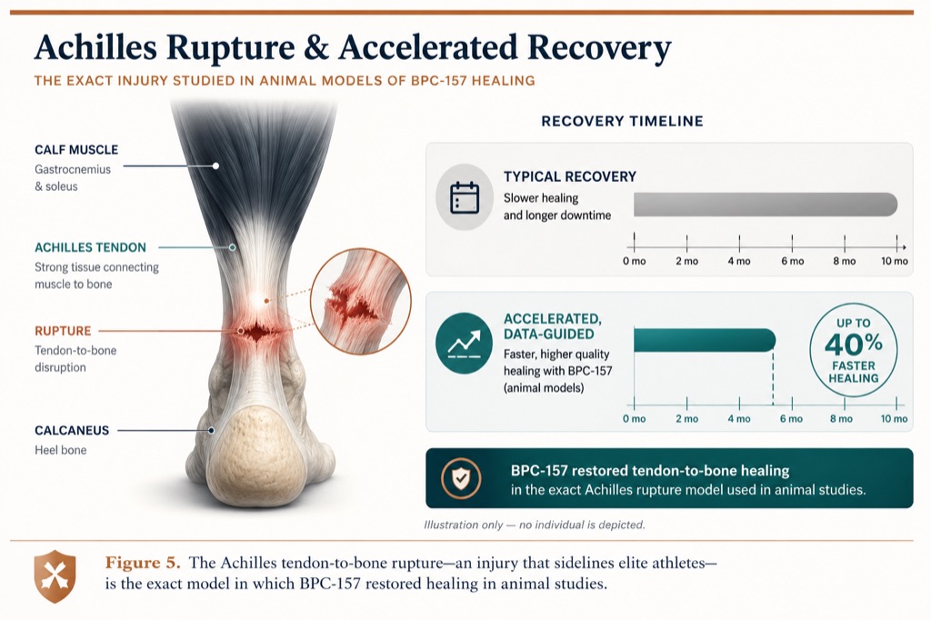The Achilles tendon-to-bone rupture is the exact model BPC-157 was tested in