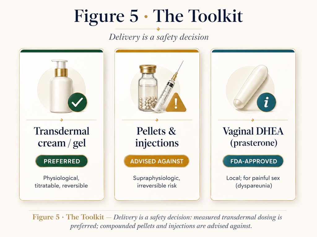 Figure 5: delivery is a safety decision, measured transdermal dosing preferred over compounded pellets and injections